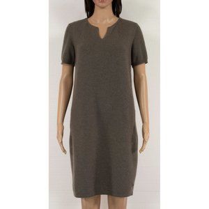 LORO PIANA 100% CASHMERE LIGHT BROWN SLEEVE KNEE-LENGTH DRESS WITH SUEDE DETAILS